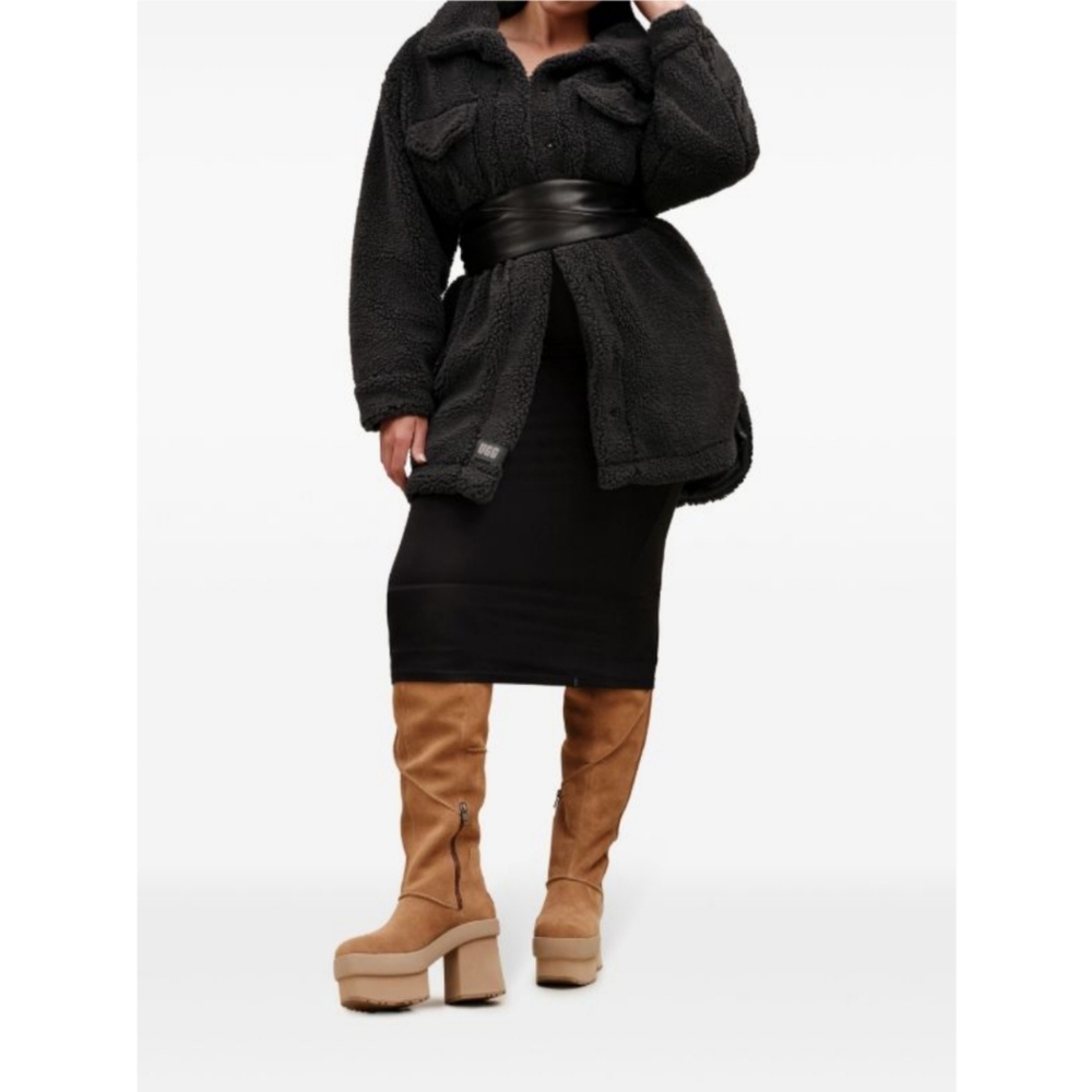 🆕️ UGG New Heights Platform Ochre Brown Over the Knee Boots Size 10 Baddie - Picture 3 of 15